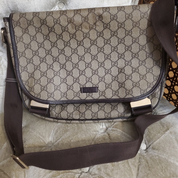 Gucci Handbags - Gucci Beige and Brown Crossbody Bag